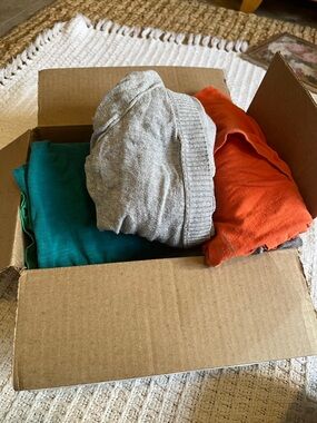 Not so mystery mystery box- Joggers, wet seal Orange t , matrix teal top,&cardi